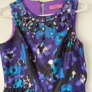 Eliza J New York Teal, Purple, Black Jewel Embellished Dress. Size 8‌